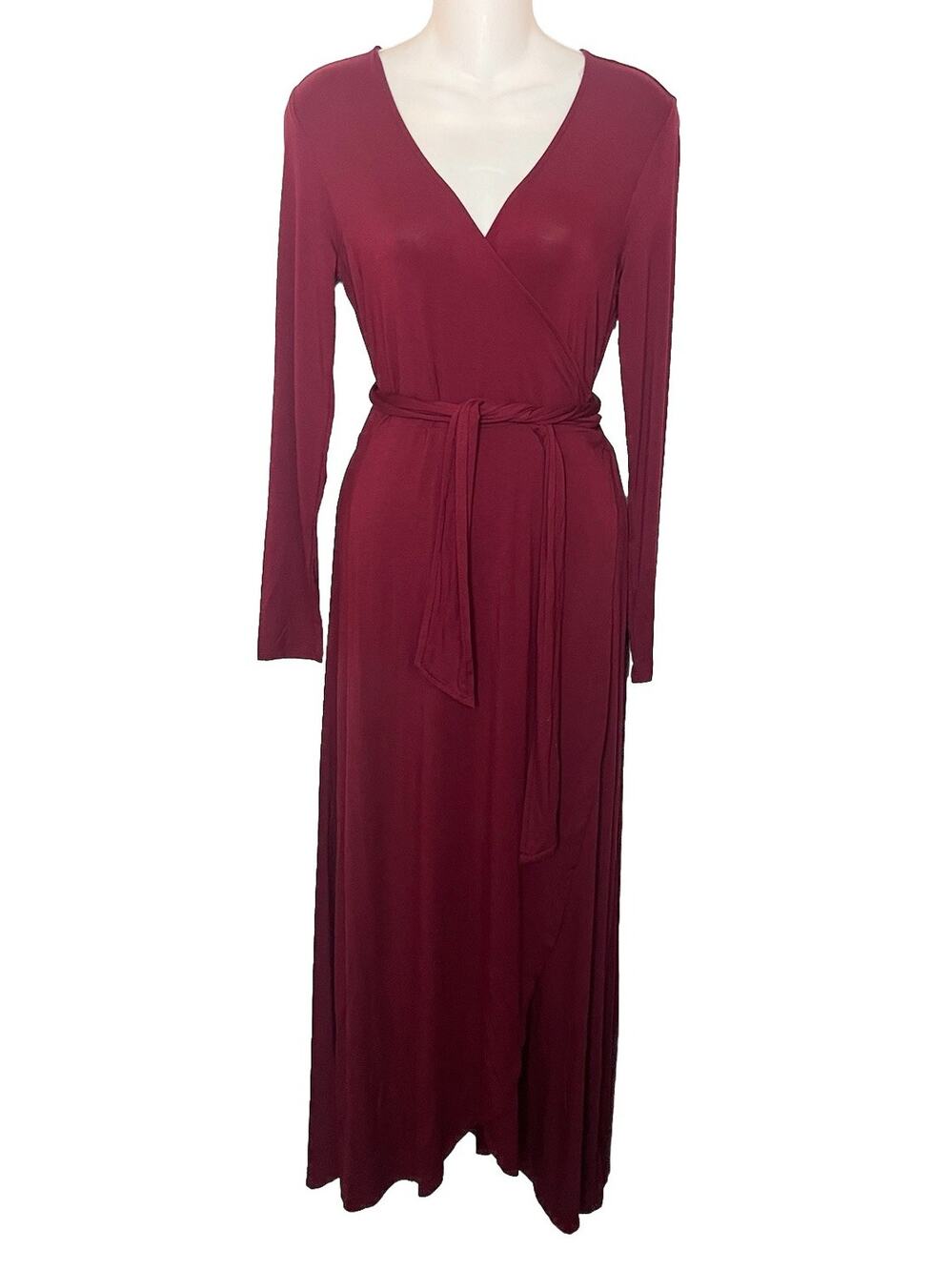 NWT GAP Long Sleeve Maxi True Wrap Rayon Knit Jersey Dress Women’s Sz XS Red